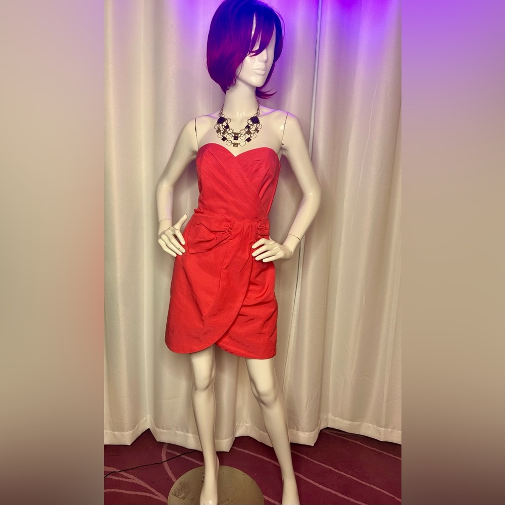 H&M Sweetheart Bust Coral Strapless Mini Cocktail Dress